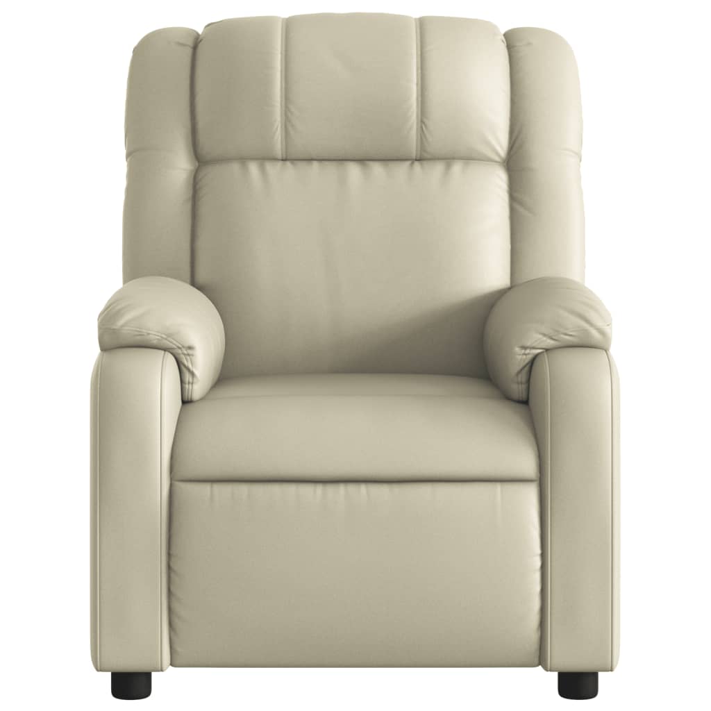 vidaXL Sillón reclinable de masaje cuero sintético crema