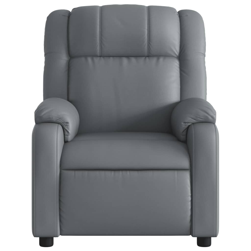 vidaXL Sillón de masaje reclinable cuero sintético gris