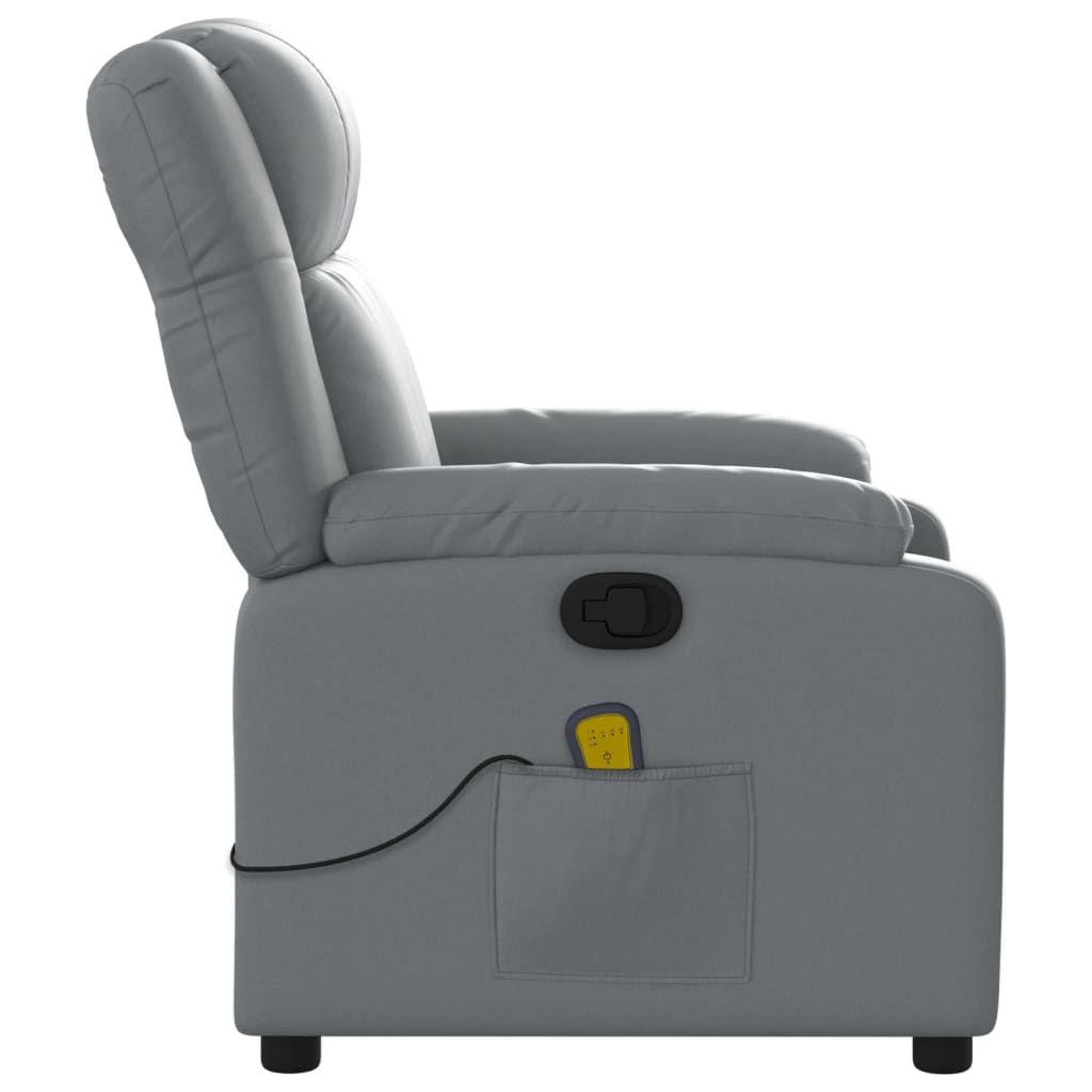 vidaXL Sillón de masaje reclinable cuero sintético gris