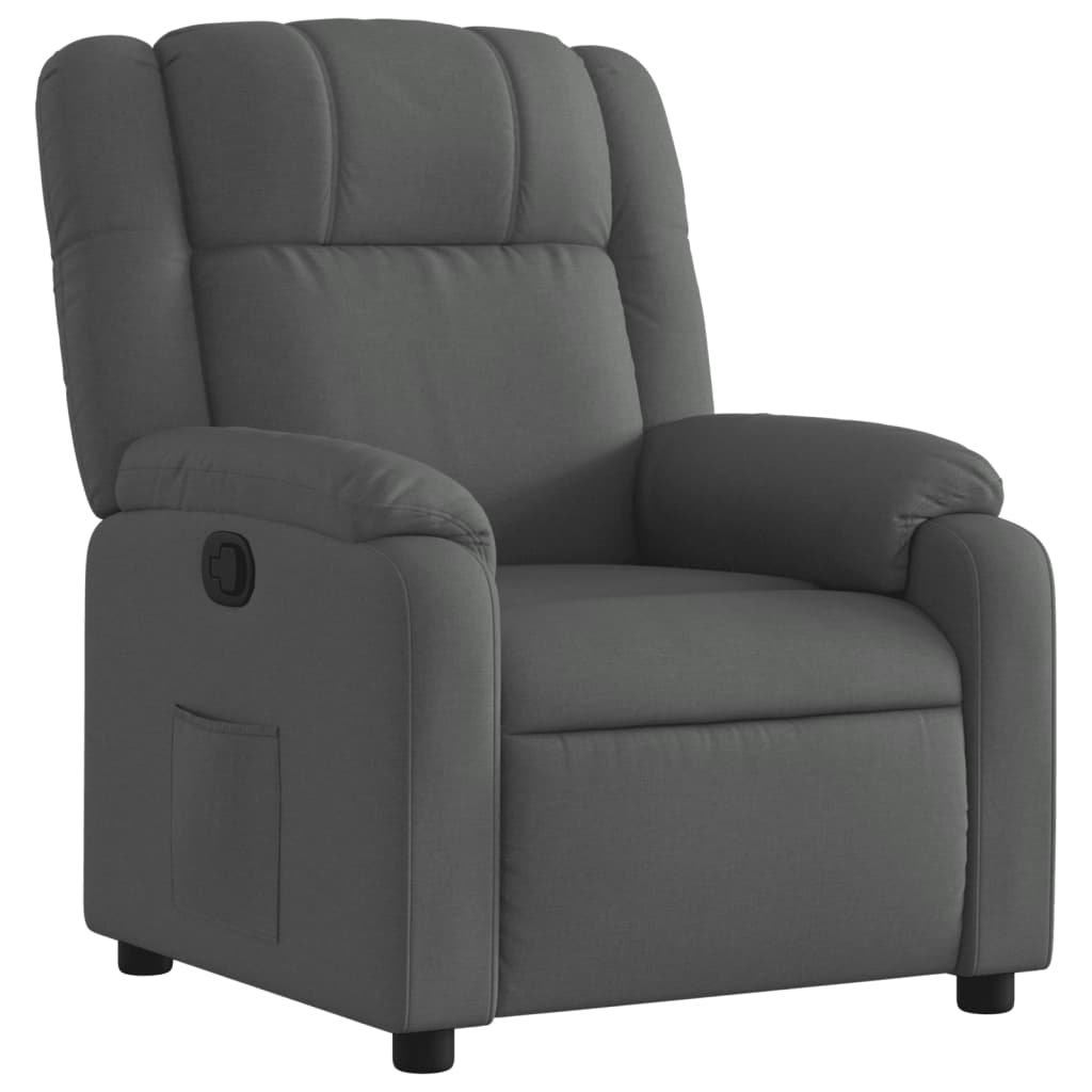 vidaXL Sillón reclinable de tela gris oscuro