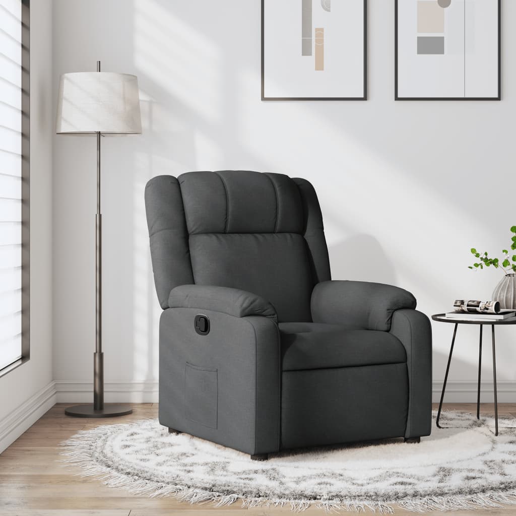 vidaXL Sillón reclinable de tela gris oscuro