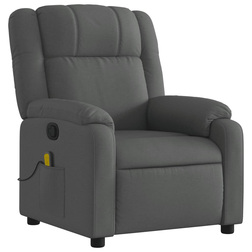 vidaXL Sillón de masaje reclinable de tela gris oscuro