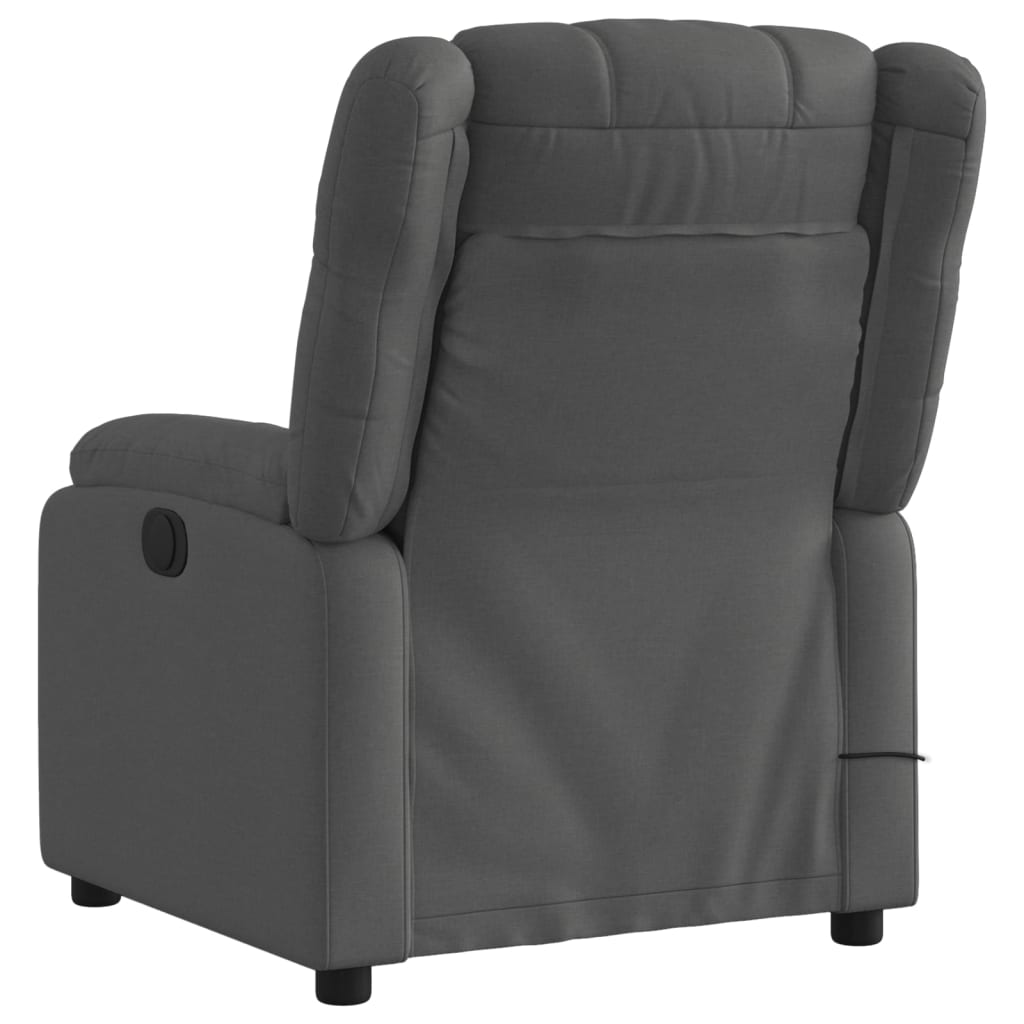 vidaXL Sillón de masaje reclinable de tela gris oscuro