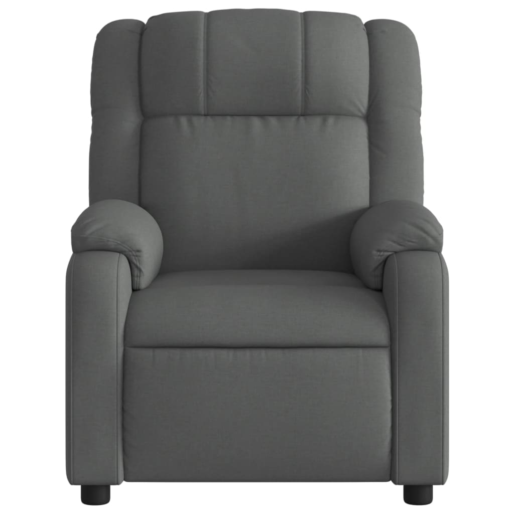 vidaXL Sillón de masaje reclinable de tela gris oscuro