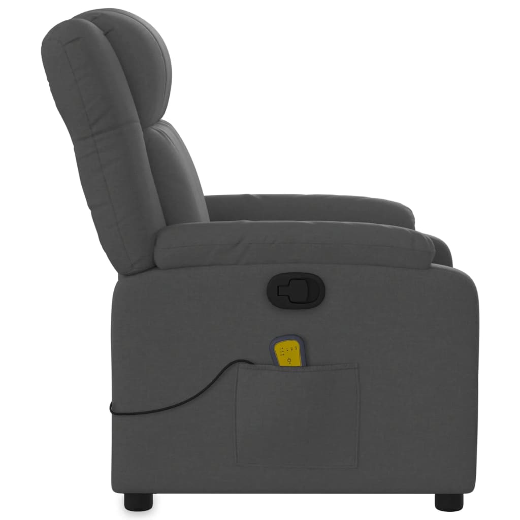 vidaXL Sillón de masaje reclinable de tela gris oscuro