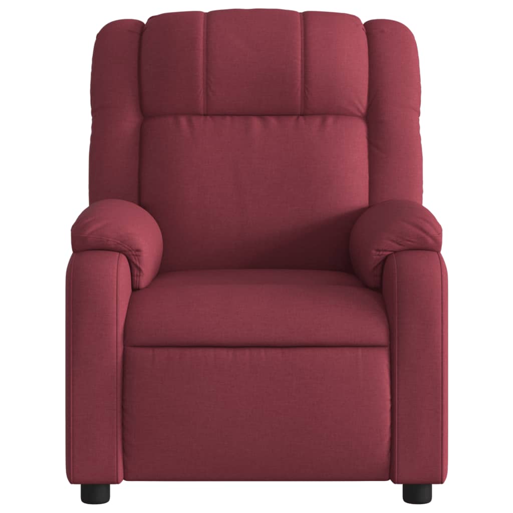 vidaXL Sillón de masaje reclinable de tela color vino tinto