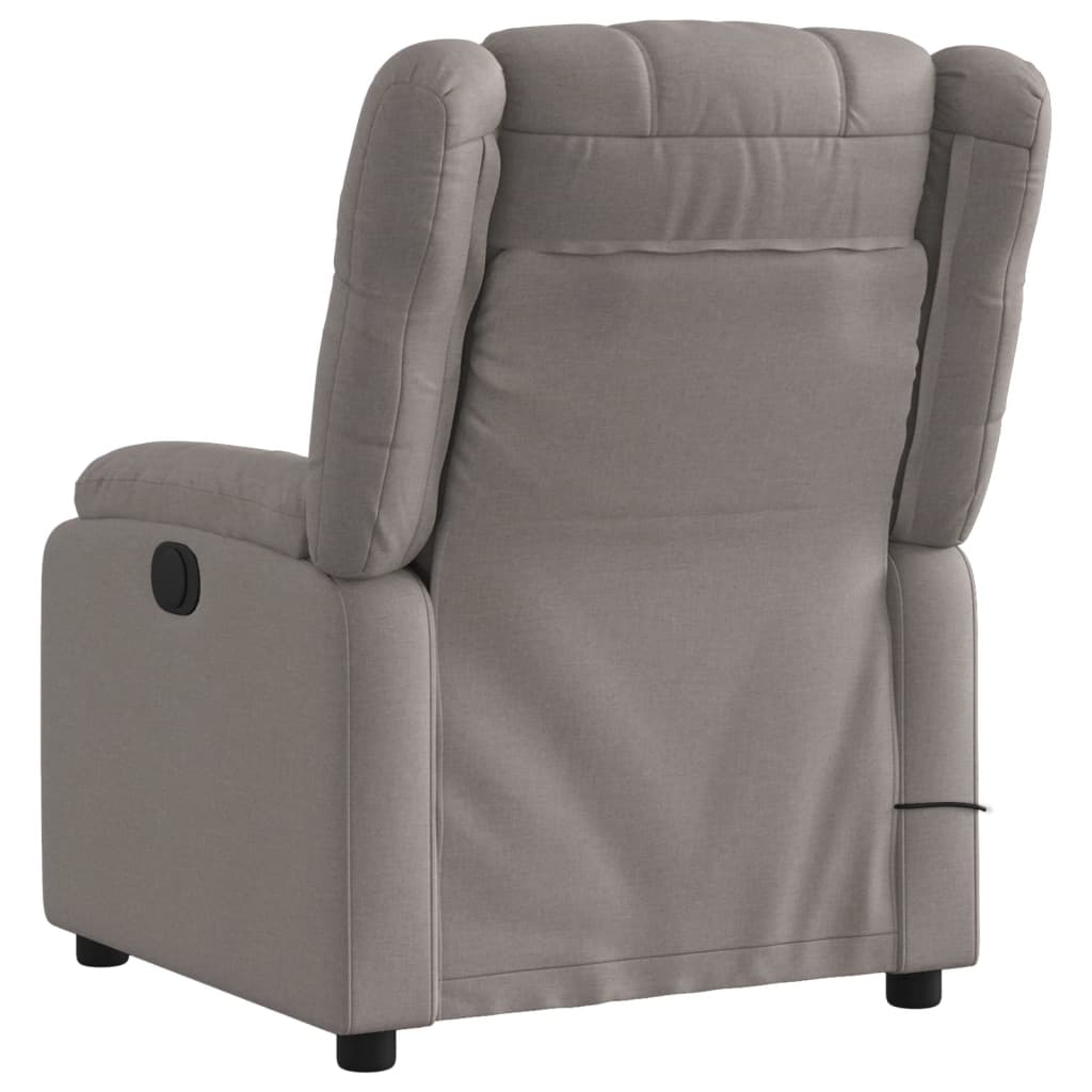 vidaXL Sillón de masaje reclinable de tela gris taupé