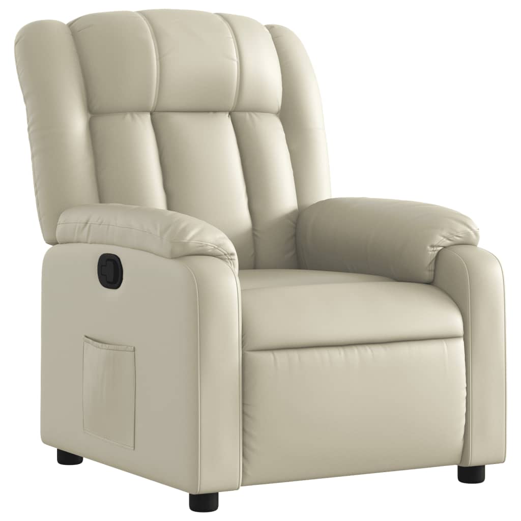 vidaXL Sillón reclinable de cuero sintético crema