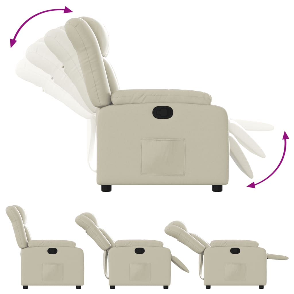 vidaXL Sillón reclinable de cuero sintético crema