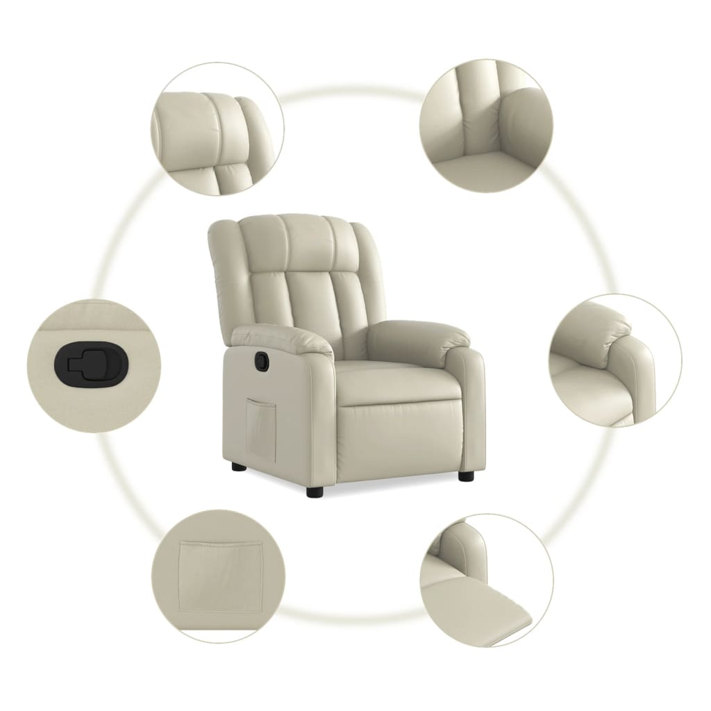 vidaXL Sillón reclinable de cuero sintético crema