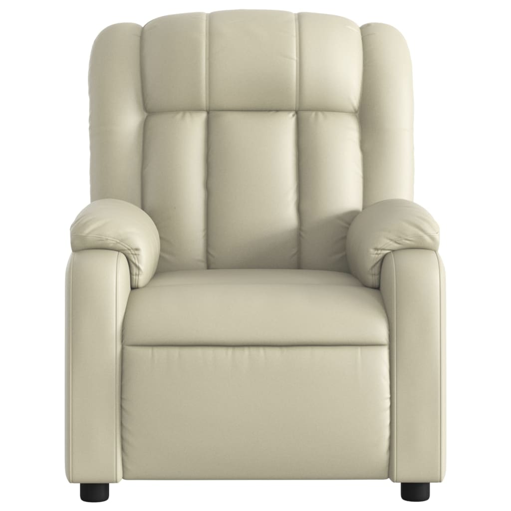 vidaXL Sillón reclinable de cuero sintético crema