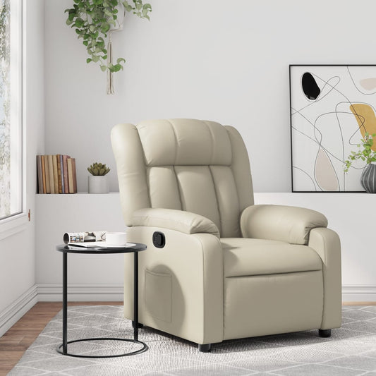 vidaXL Sillón reclinable de cuero sintético crema