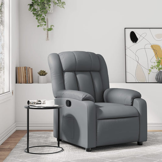 vidaXL Sillón reclinable de cuero sintético gris