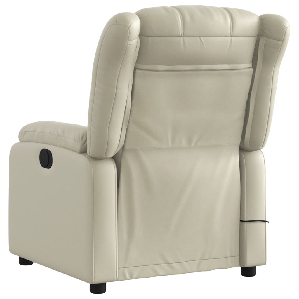 vidaXL Sillón reclinable de masaje cuero sintético crema