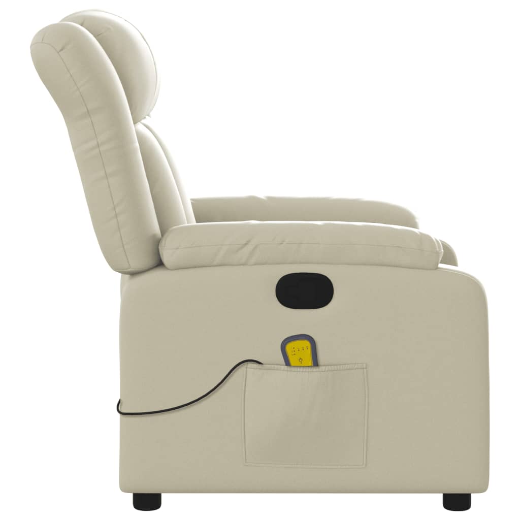 vidaXL Sillón reclinable de masaje cuero sintético crema