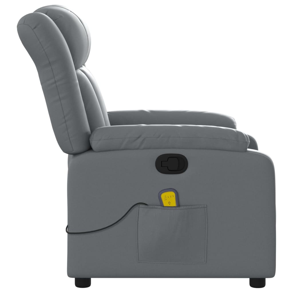 vidaXL Sillón de masaje reclinable cuero sintético gris