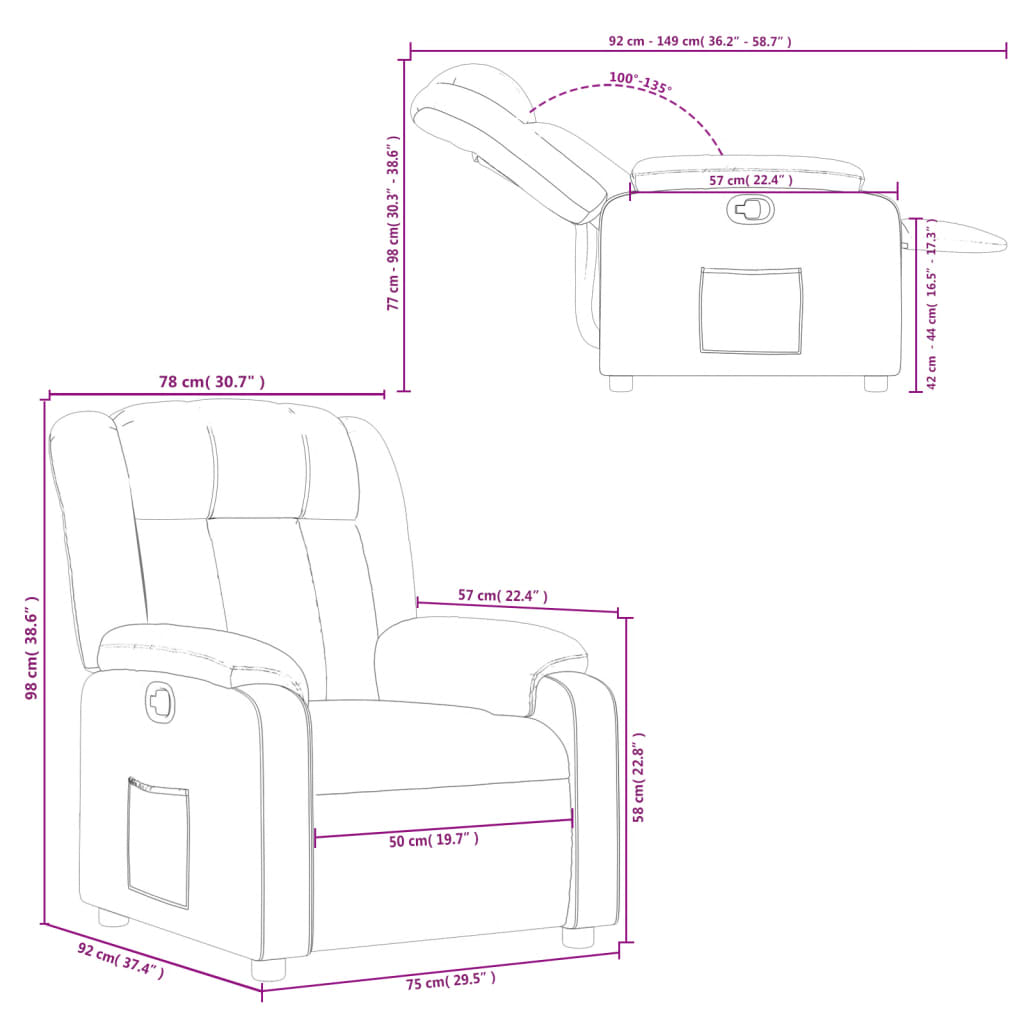 vidaXL Sillón reclinable de tela gris oscuro