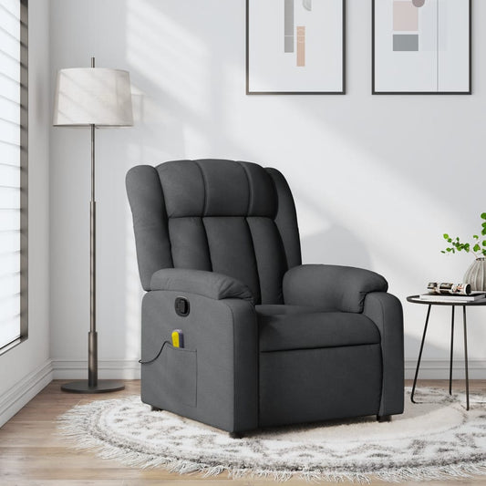 vidaXL Sillón de masaje reclinable de tela gris oscuro