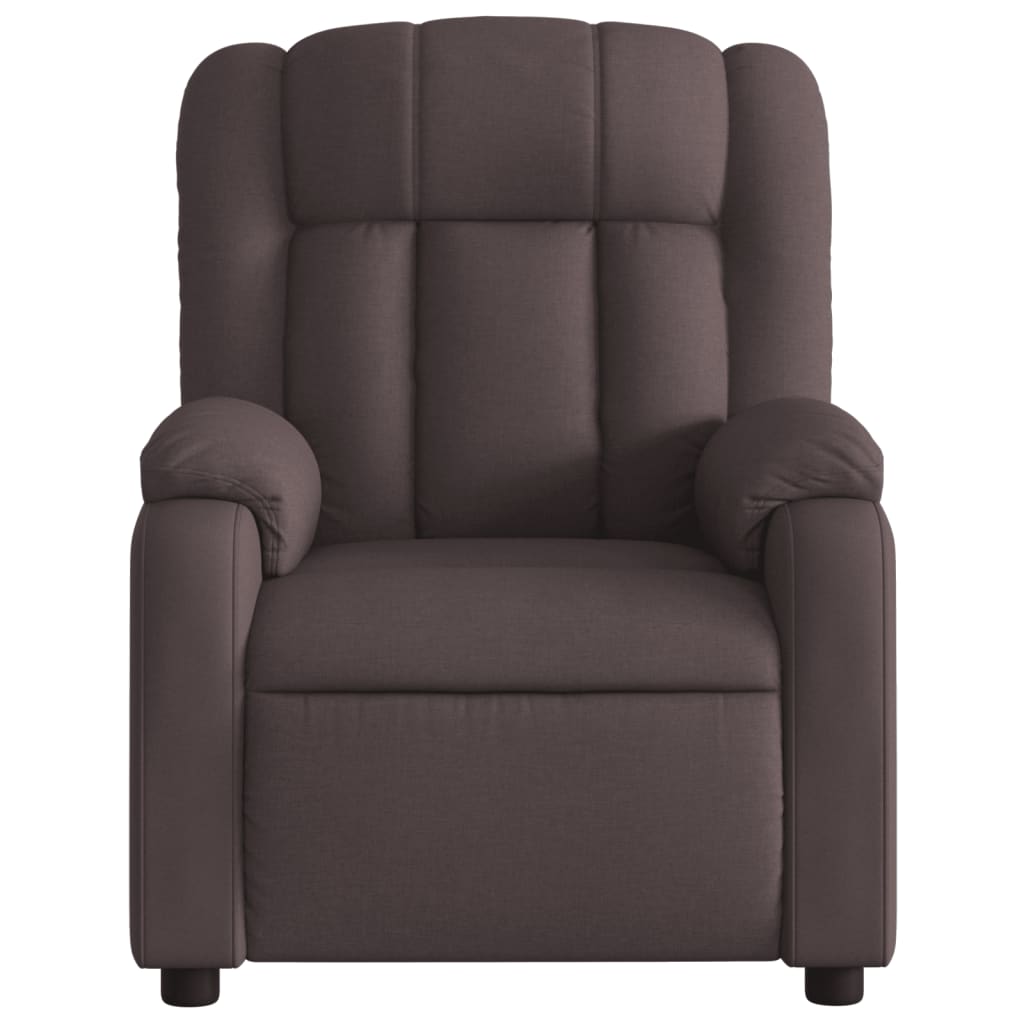 vidaXL Sillón de masaje reclinable de tela marrón oscuro