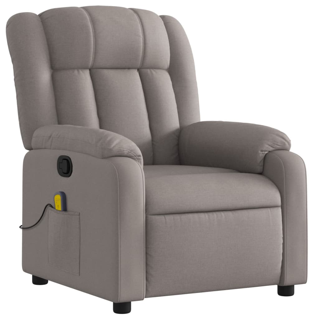 vidaXL Sillón de masaje reclinable de tela gris taupé