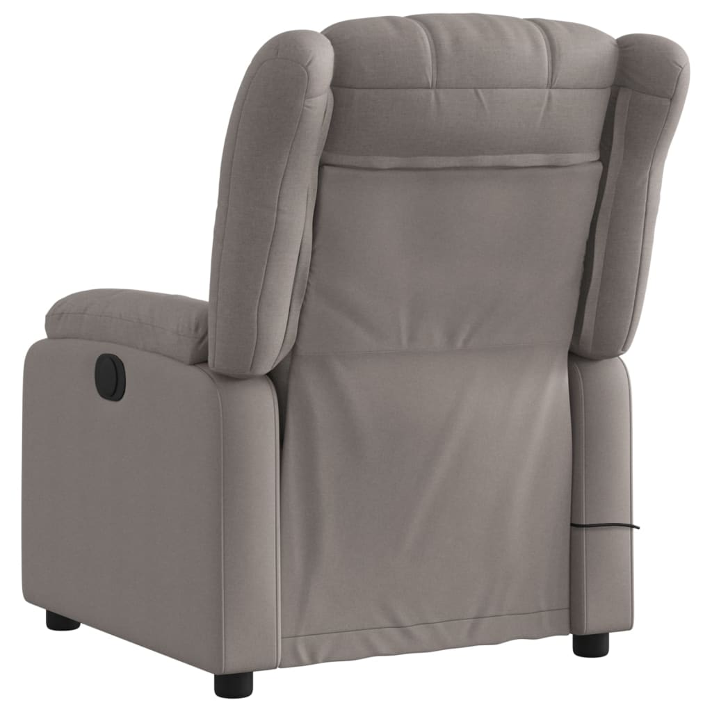 vidaXL Sillón de masaje reclinable de tela gris taupé