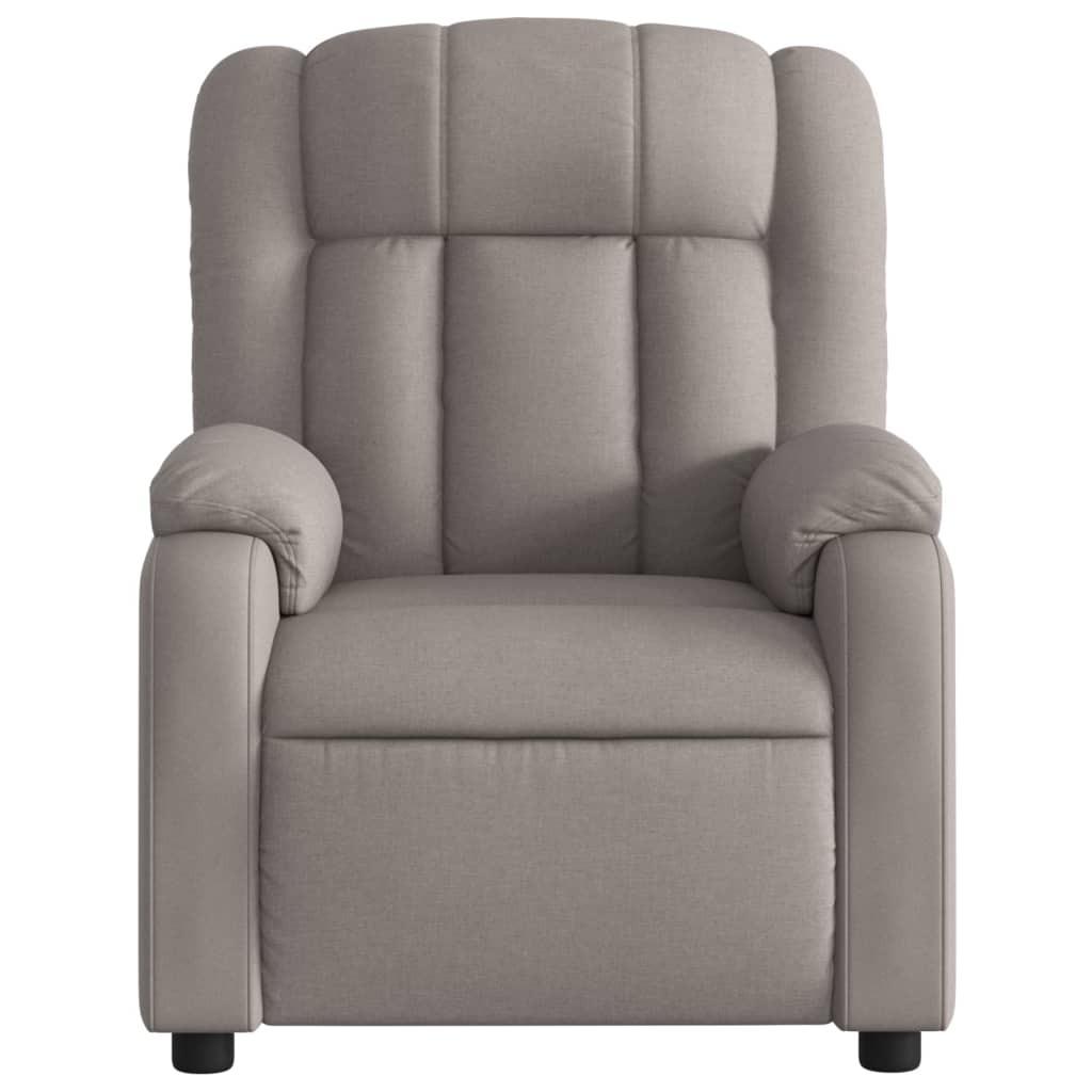 vidaXL Sillón de masaje reclinable de tela gris taupé