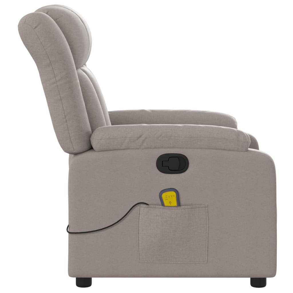 vidaXL Sillón de masaje reclinable de tela gris taupé