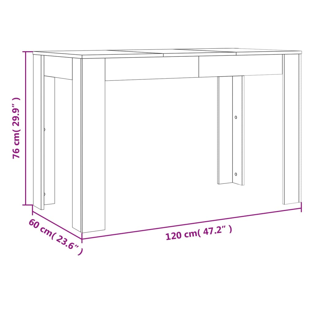 vidaXL Mesa de comedor madera de ingeniería Sonoma gris 120x60x76 cm