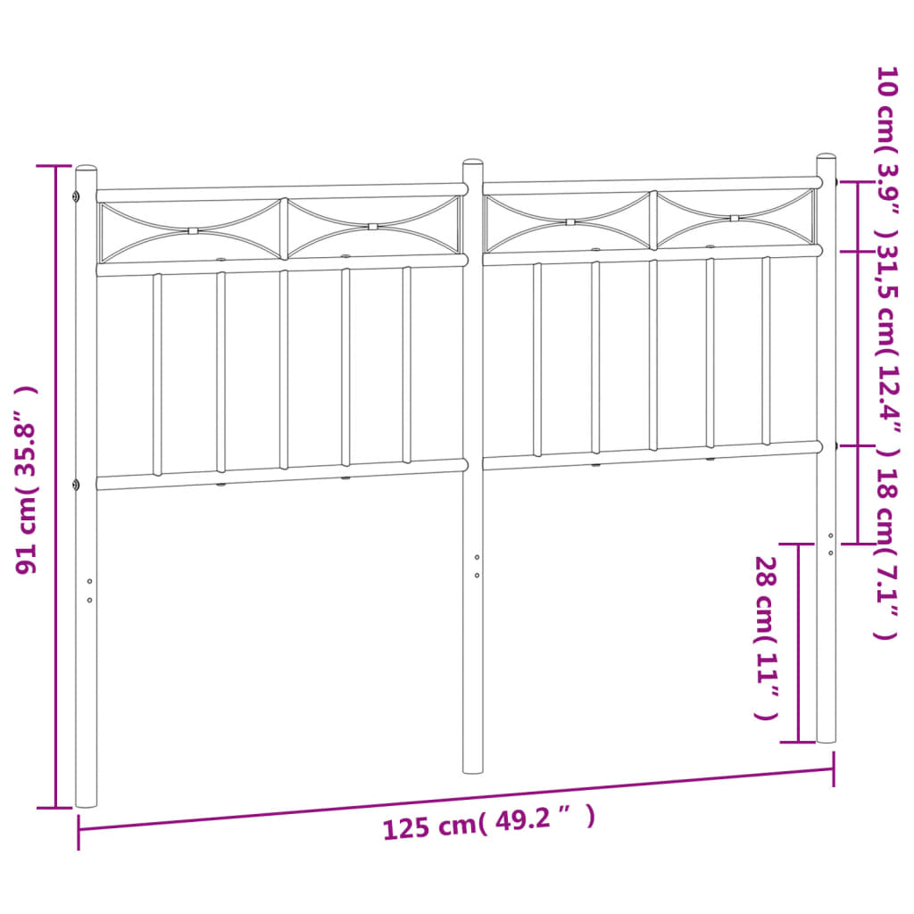 vidaXL Cabecero de metal blanco 120 cm