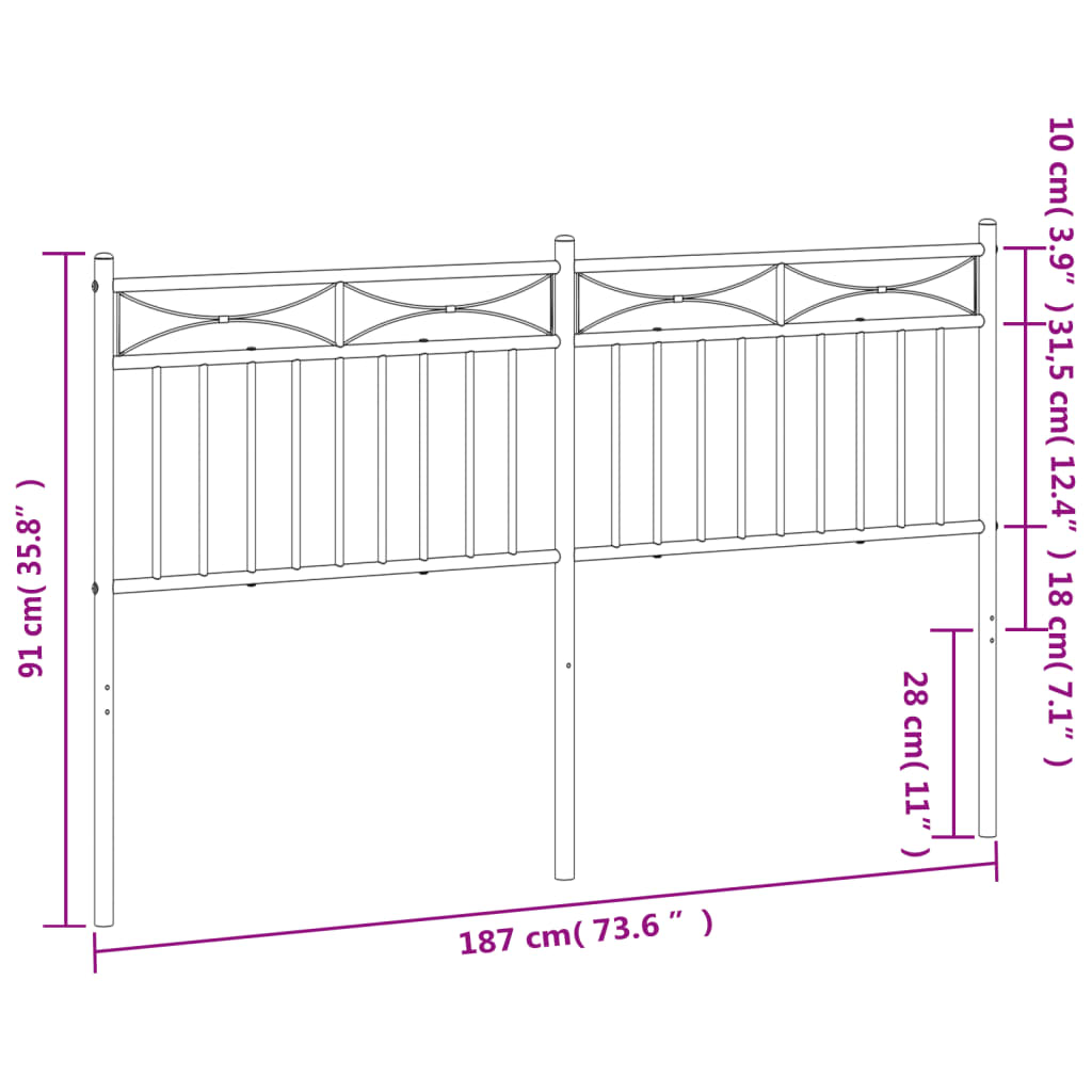 vidaXL Cabecero de metal blanco 180 cm