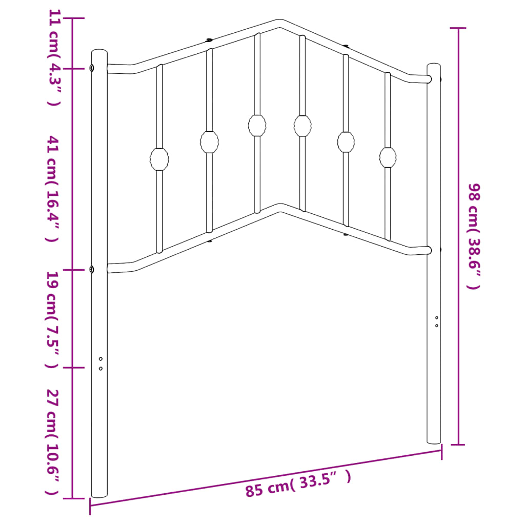 vidaXL Cabecero de metal negro 80 cm