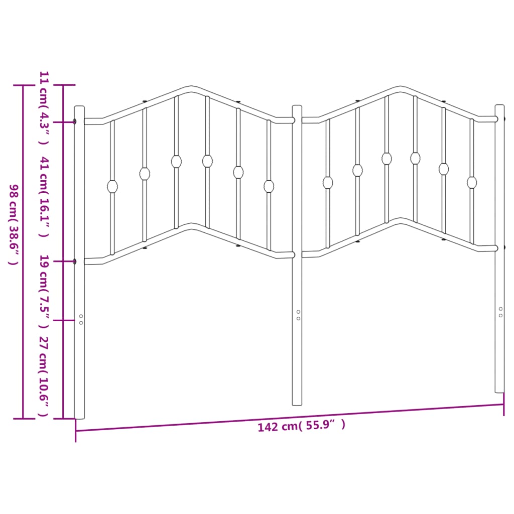 vidaXL Cabecero de metal negro 135 cm