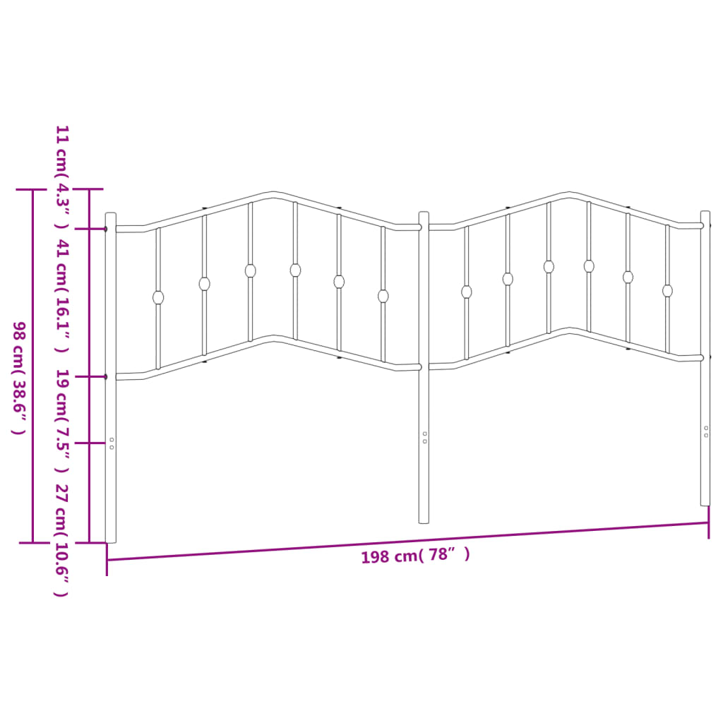 vidaXL Cabecero de metal negro 193 cm