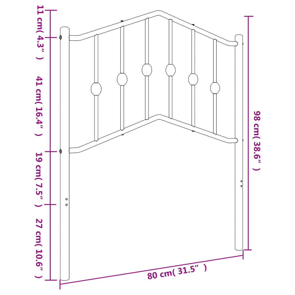 vidaXL Cabecero de metal blanco 75 cm