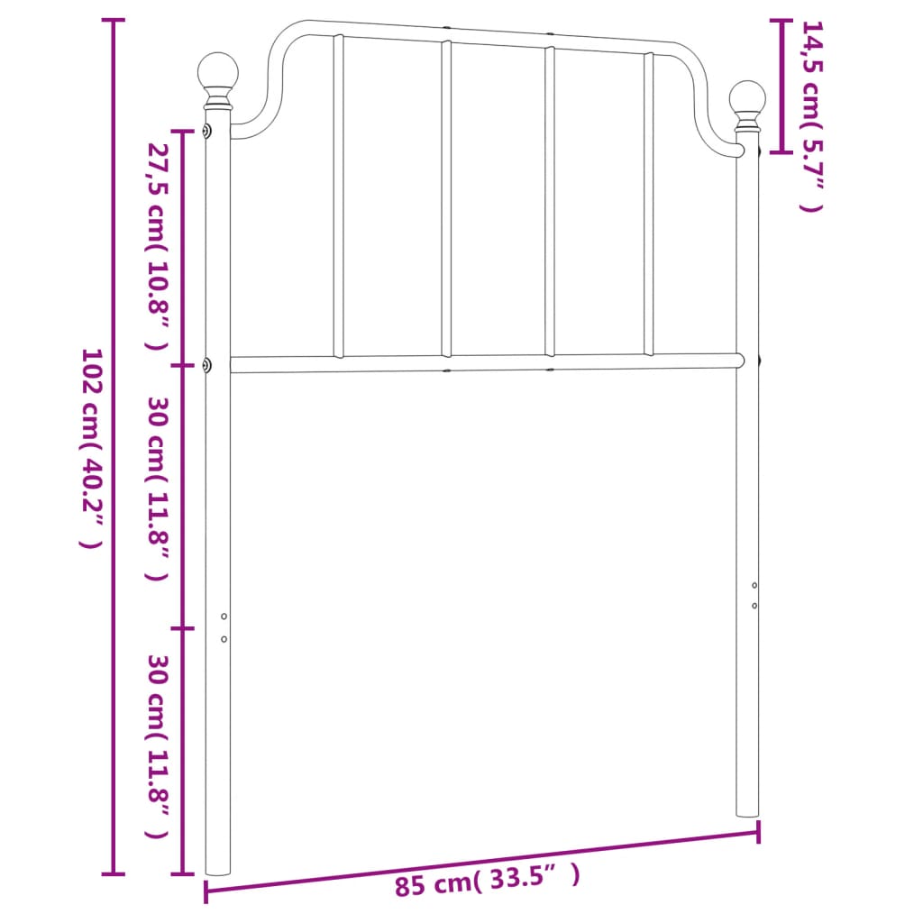 vidaXL Cabecero de metal negro 80 cm