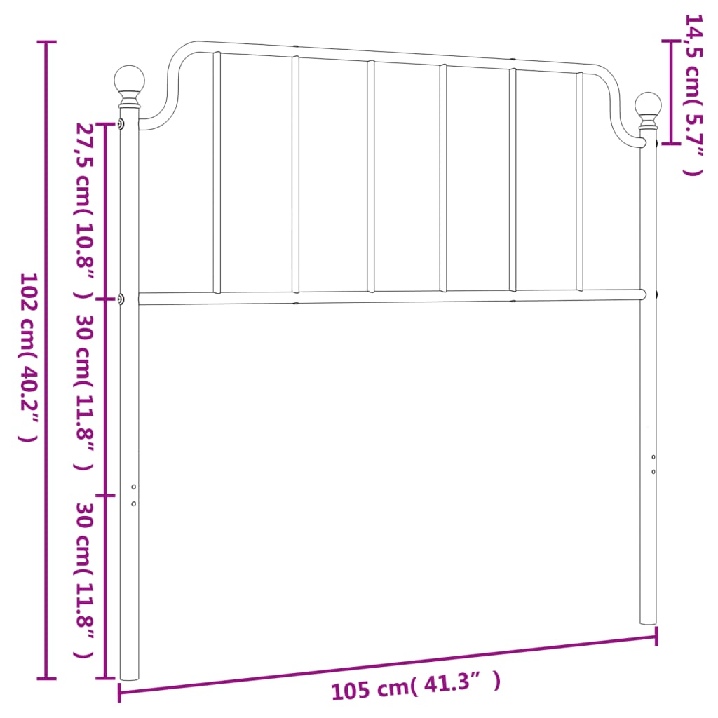 vidaXL Cabecero de metal negro 100 cm