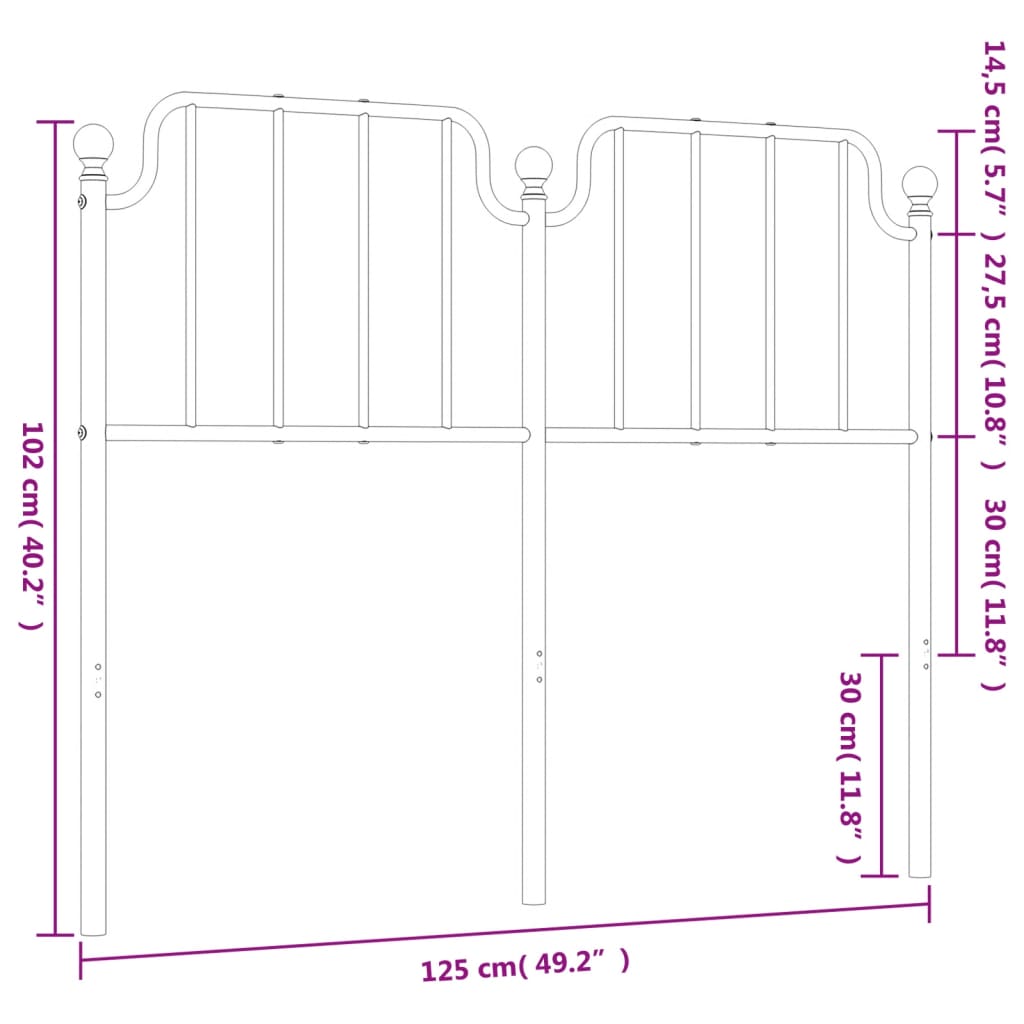 vidaXL Cabecero de metal negro 120 cm