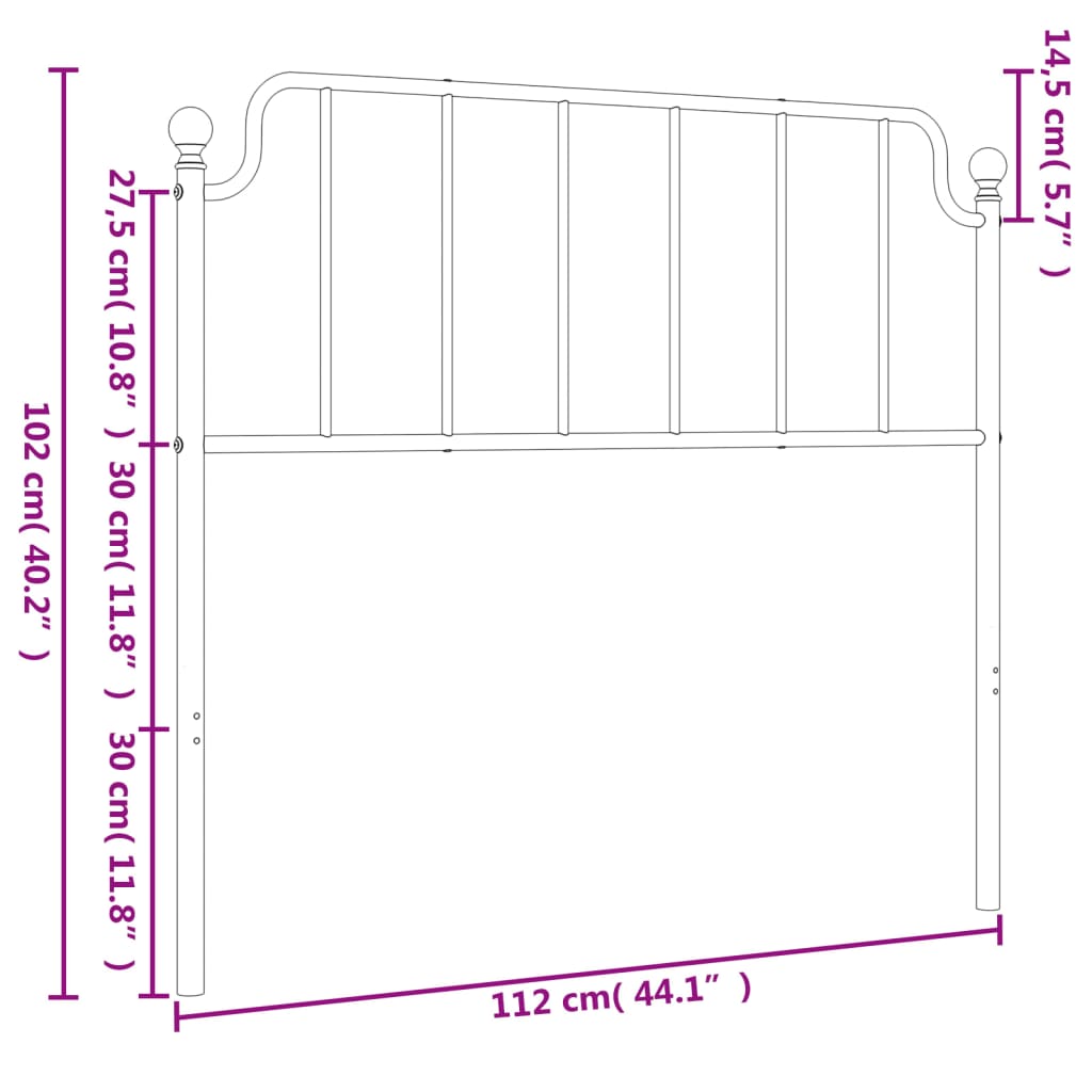 vidaXL Cabecero de metal blanco 107 cm