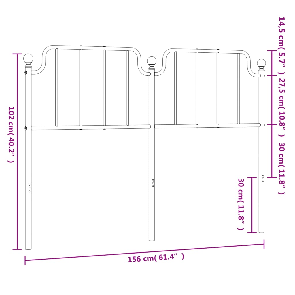 vidaXL Cabecero de metal blanco 150 cm