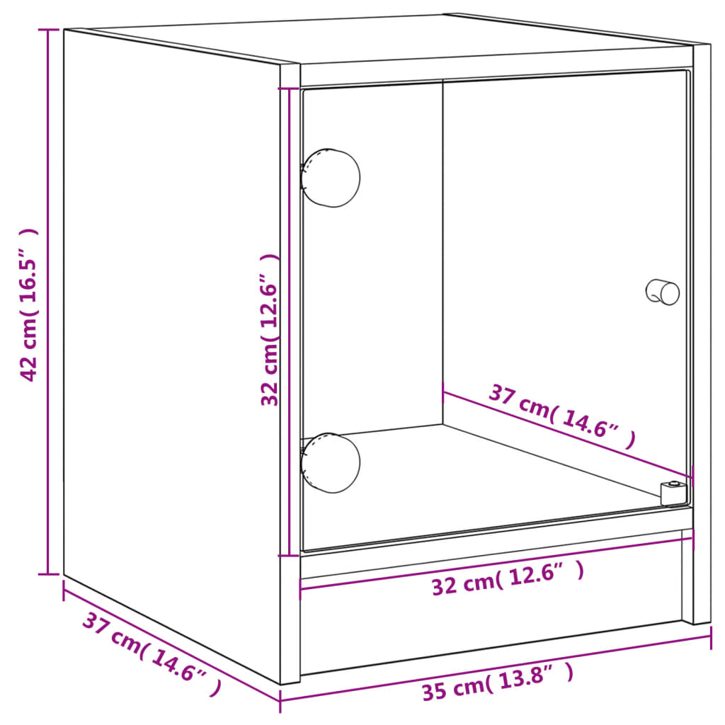 vidaXL Mesitas de noche con puertas de vidrio 2 uds blanco 35x37x42 cm