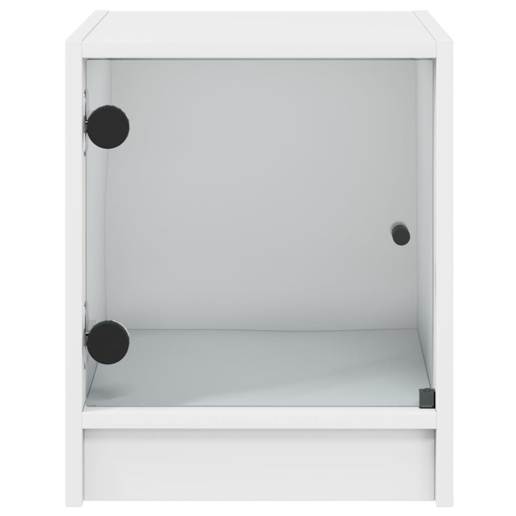 vidaXL Mesitas de noche con puertas de vidrio 2 uds blanco 35x37x42 cm