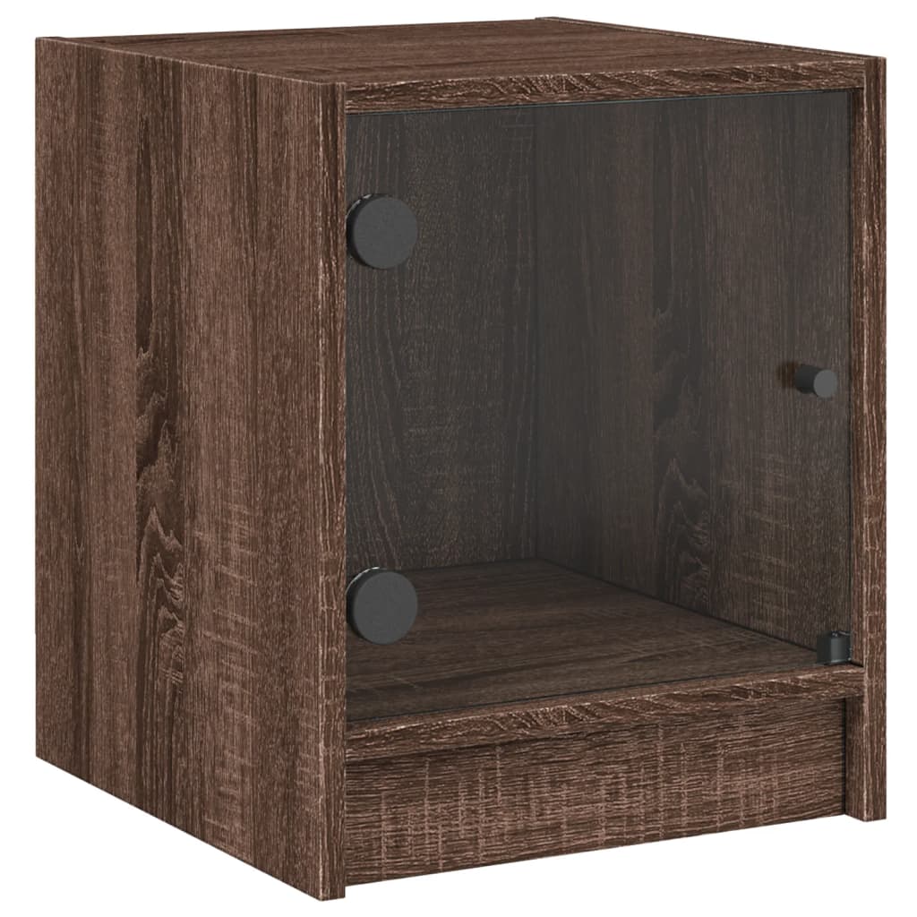 vidaXL Mesitas noche con puertas vidrio 2 uds roble marrón 35x37x42 cm