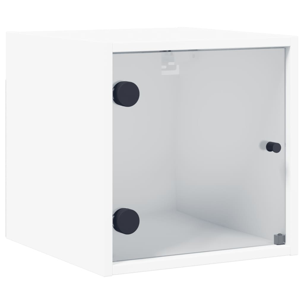 vidaXL Mesita de noche con puerta de vidrio blanco 35x37x35 cm