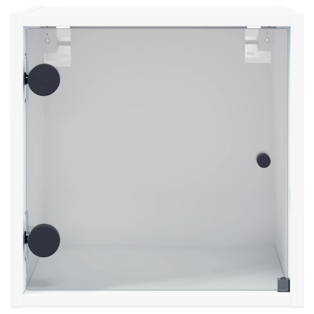 vidaXL Mesita de noche con puerta de vidrio blanco 35x37x35 cm