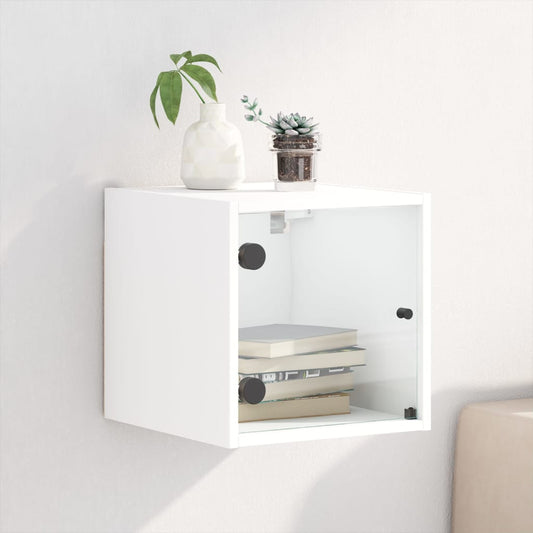 vidaXL Mesita de noche con puerta de vidrio blanco 35x37x35 cm