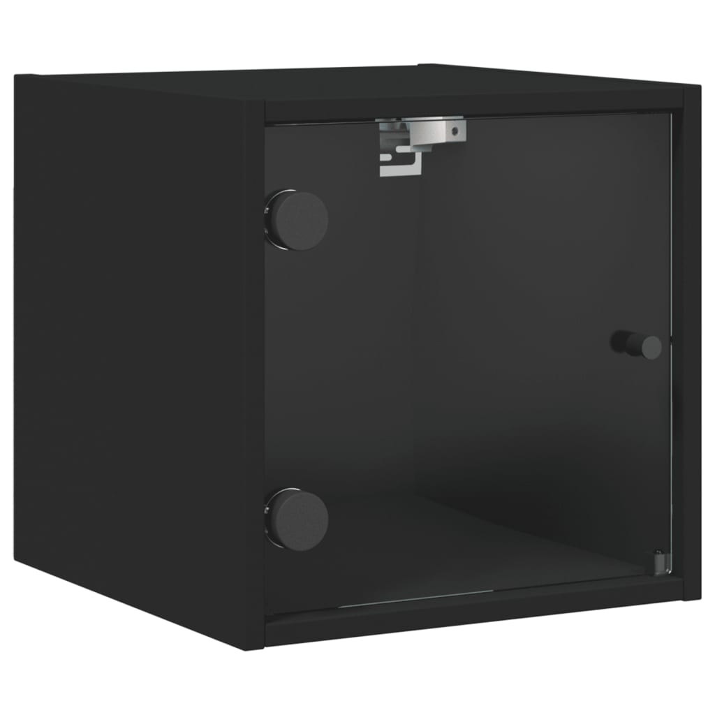 vidaXL Mesitas de noche con puertas de vidrio 2 uds negro 35x37x35 cm