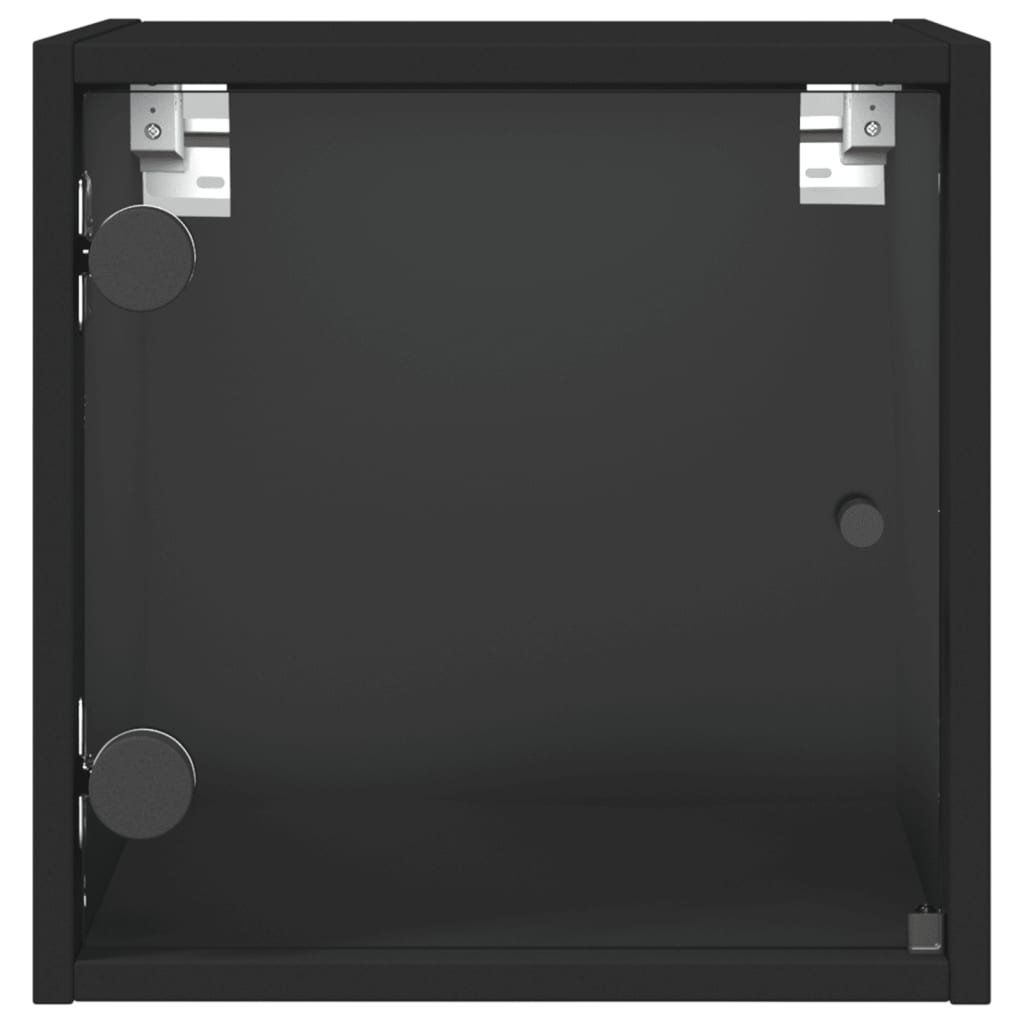 vidaXL Mesitas de noche con puertas de vidrio 2 uds negro 35x37x35 cm