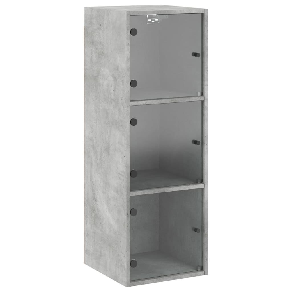 vidaXL Mueble de pared puertas de vidrio gris hormigón 35x37x100 cm