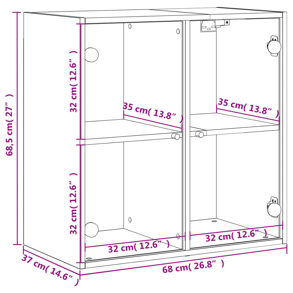 vidaXL Mueble de pared con puertas de vidrio blanco 68x37x68,5 cm