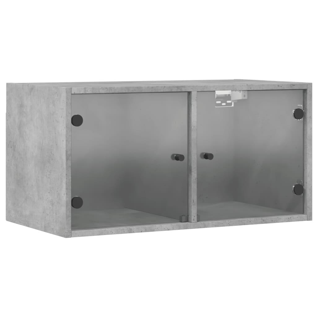 vidaXL Mueble de pared puertas de vidrio gris hormigón 68,5x37x35 cm